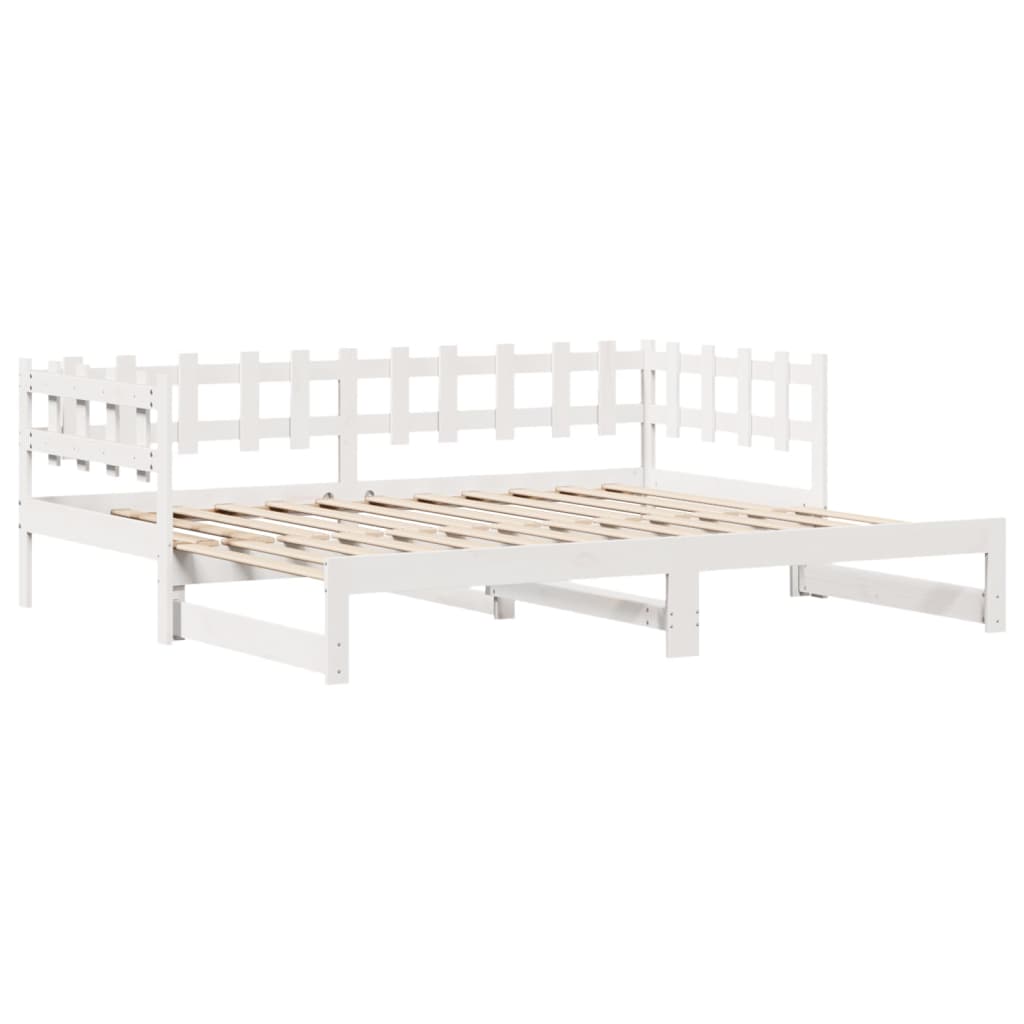 Slaapbank met onderschuifbed en lades 90x190 cm grenenhout wit