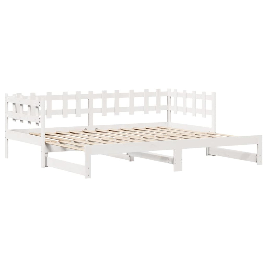 Slaapbank met onderschuifbed en lades 90x190 cm grenenhout wit