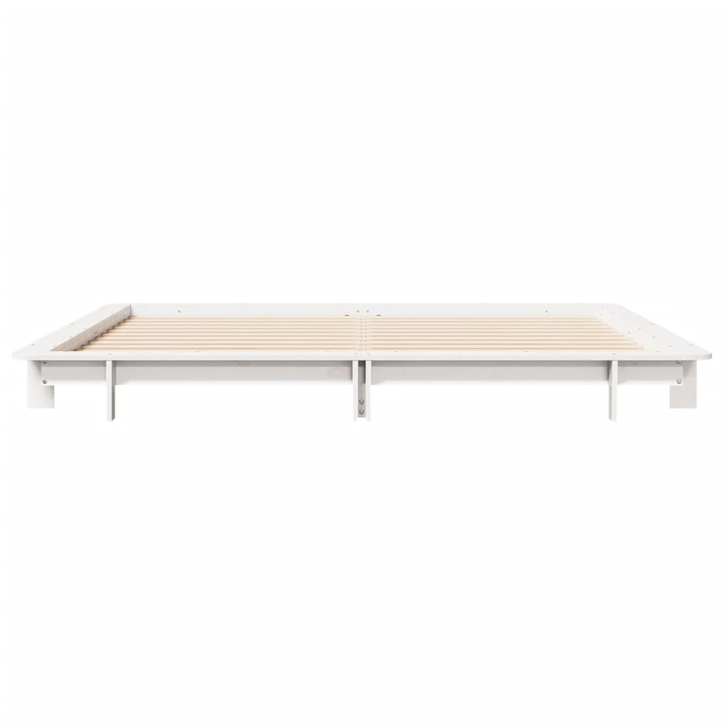 Bedframe massief grenenhout wit 200x200 cm