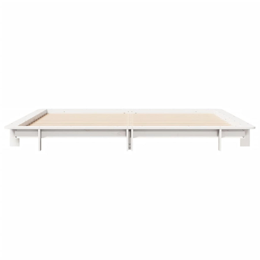 Bedframe massief grenenhout wit 200x200 cm