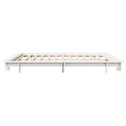 Bedframe massief grenenhout wit 200x200 cm