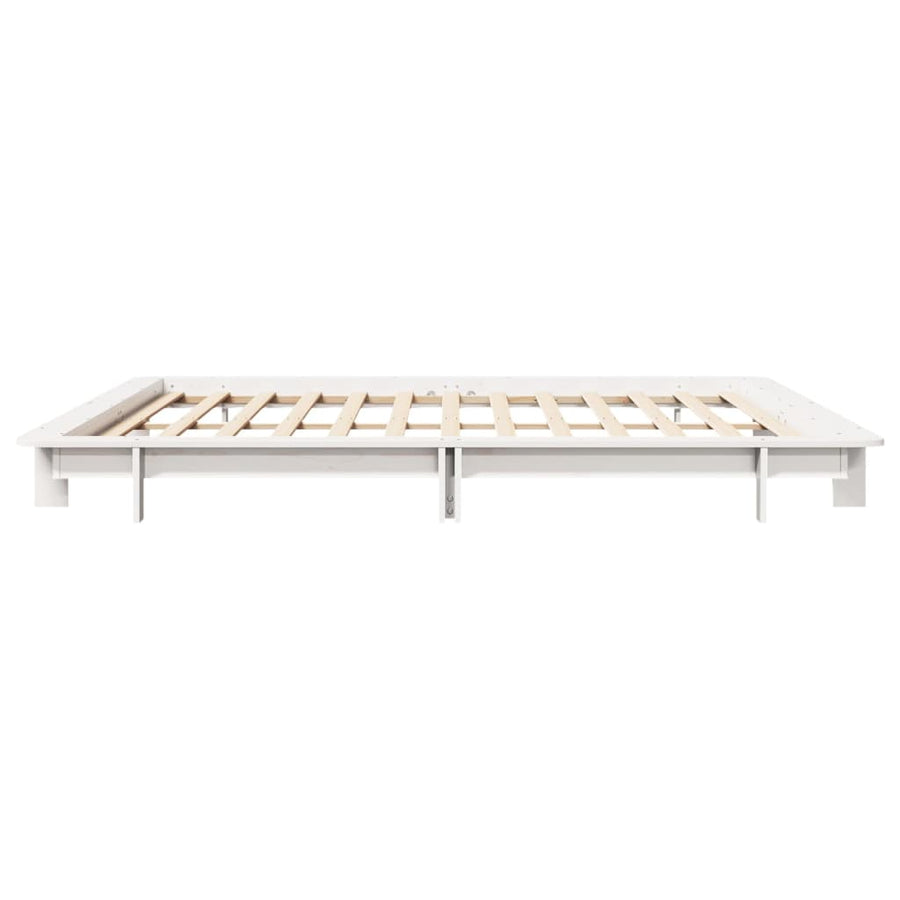 Bedframe massief grenenhout wit 200x200 cm