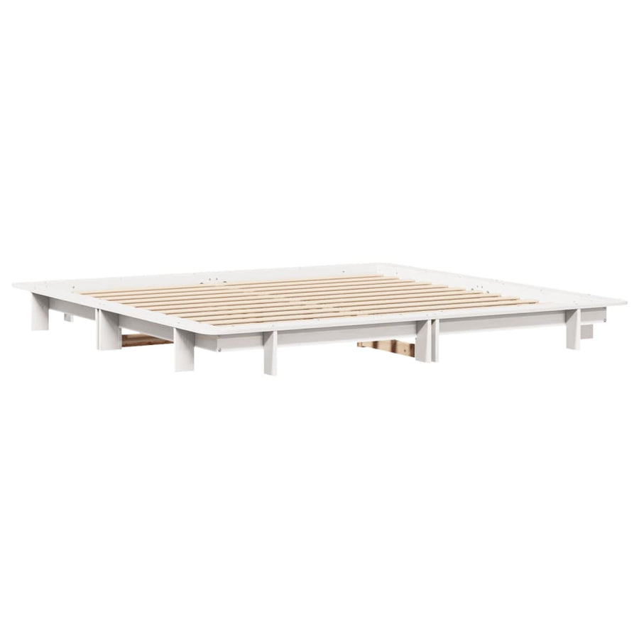Bedframe massief grenenhout wit 200x200 cm