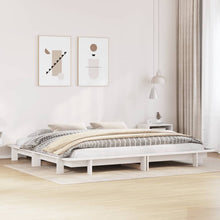 Bedframe massief grenenhout wit 200x200 cm