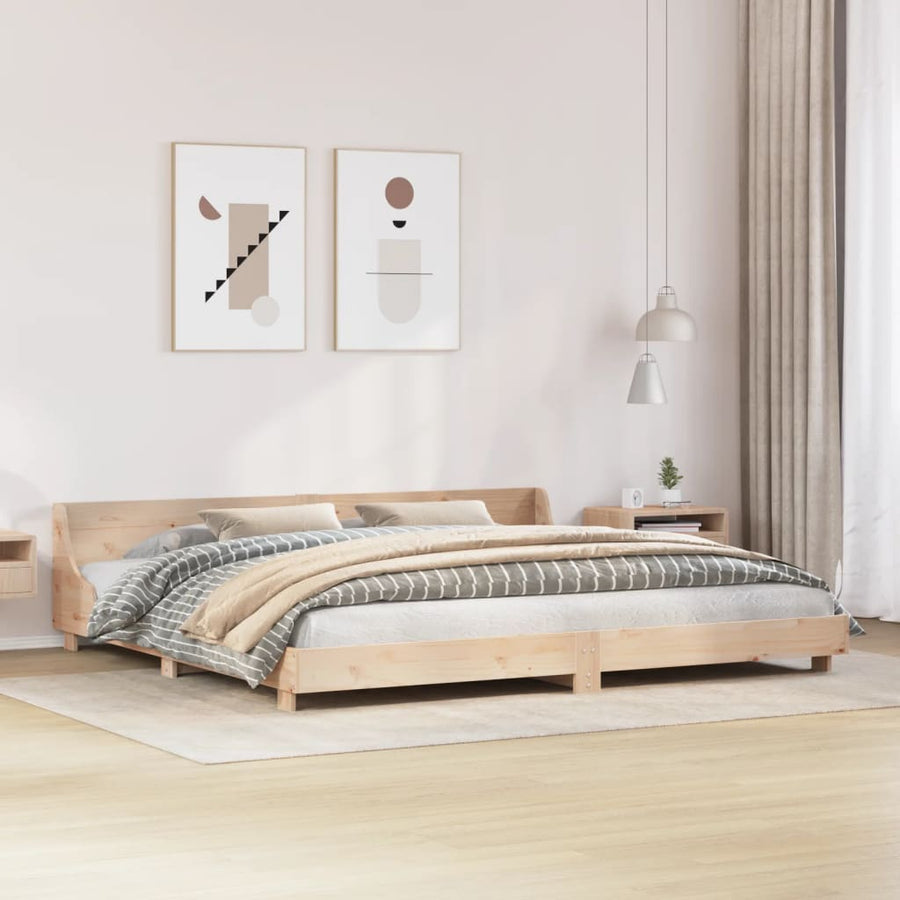 Bedframe met hoofdbord massief grenenhout 200x200 cm