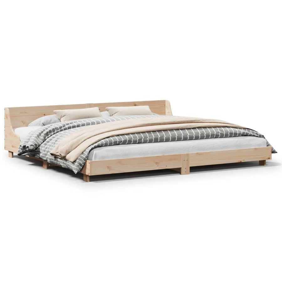 Bedframe met hoofdbord massief grenenhout 200x200 cm