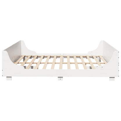 Bedframe met hoofdbord massief grenenhout wit 200x200 cm