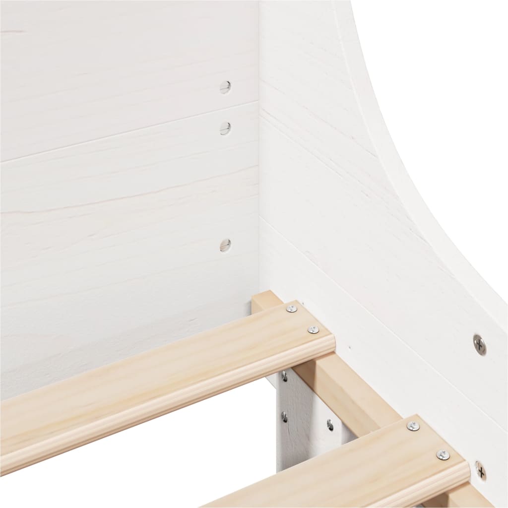 Bedframe met hoofdbord massief grenenhout wit 200x200 cm