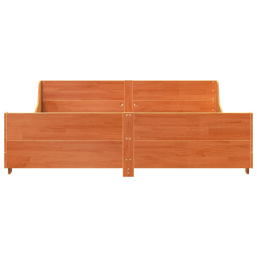 Bedframe zonder matras massief grenenhout wasbruin 200x200 cm