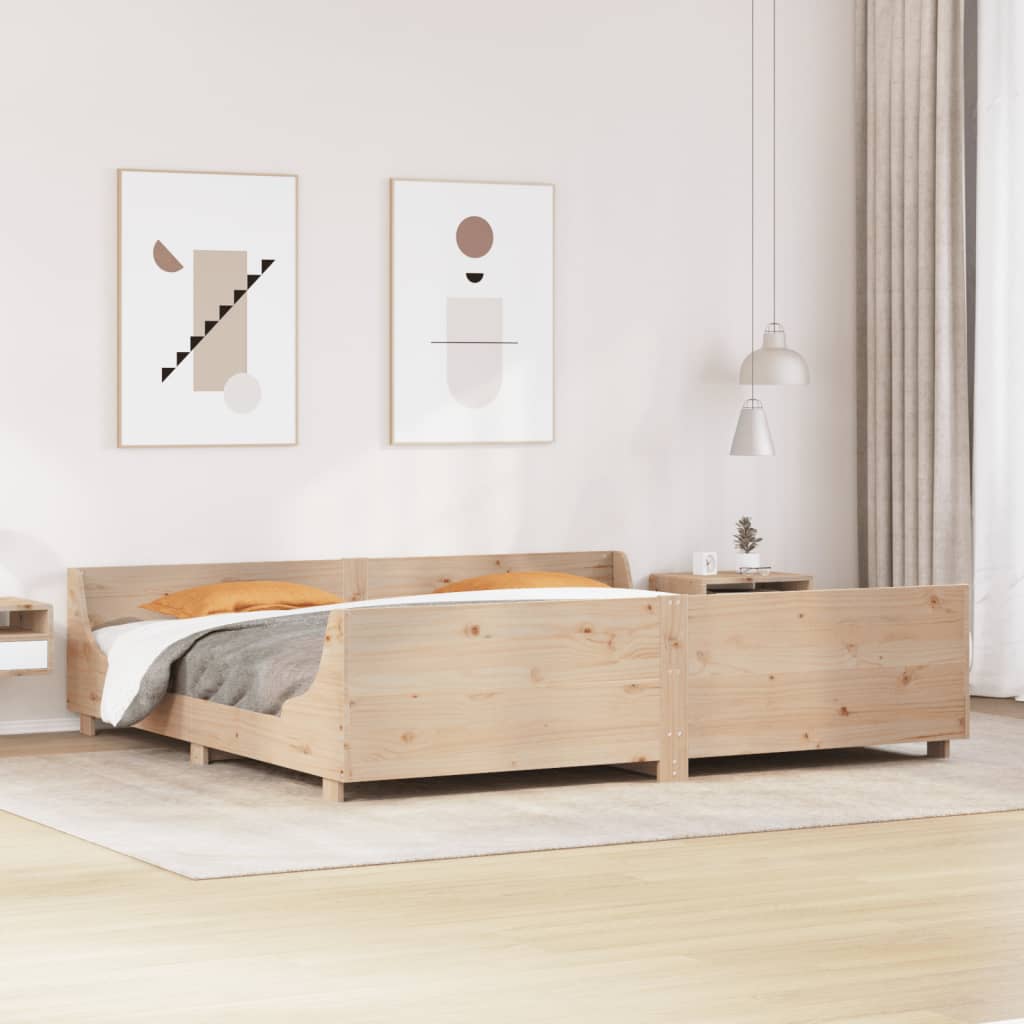 Bedframe met hoofdbord massief grenenhout 180x200 cm