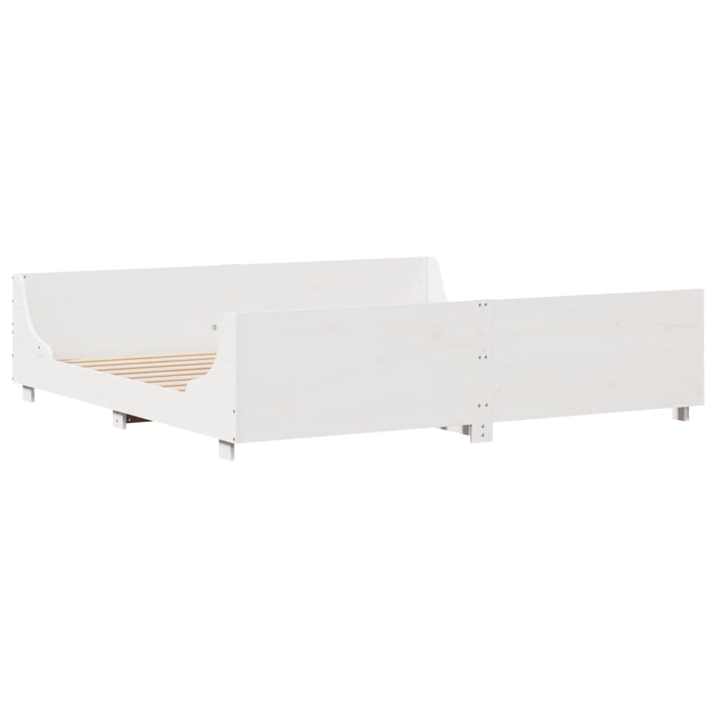 Bedframe met hoofdbord massief grenenhout wit 180x200 cm