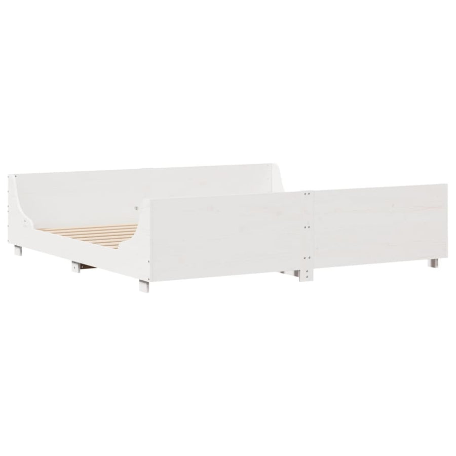 Bedframe met hoofdbord massief grenenhout wit 180x200 cm