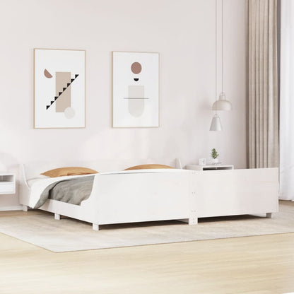 Bedframe met hoofdbord massief grenenhout wit 180x200 cm