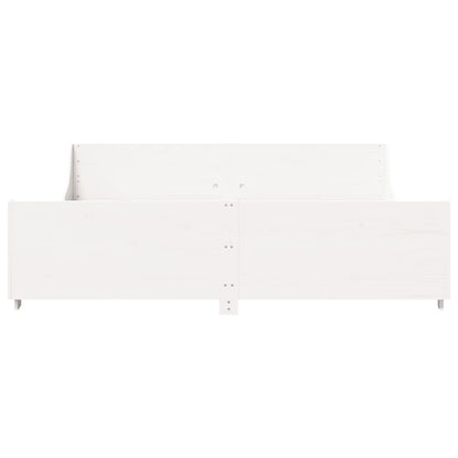 Bedframe met hoofdbord massief grenenhout wit 180x200 cm