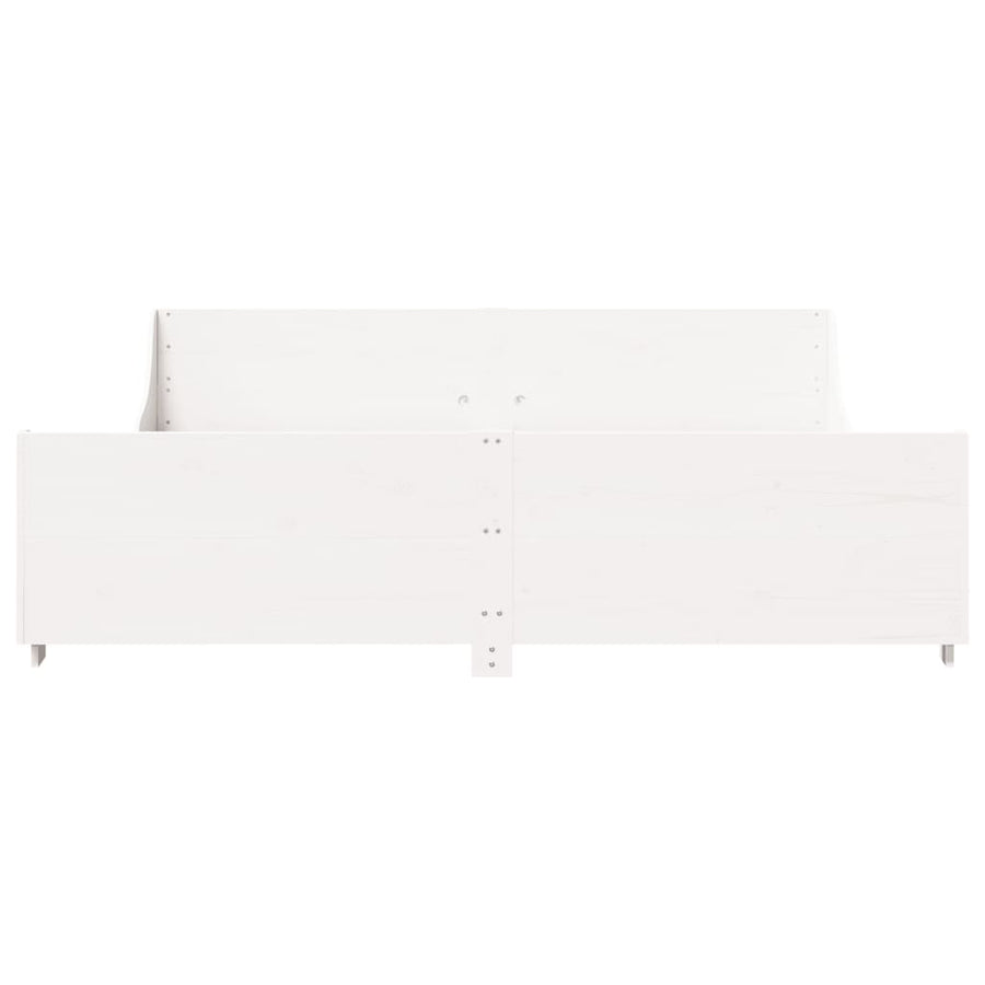 Bedframe met hoofdbord massief grenenhout wit 180x200 cm