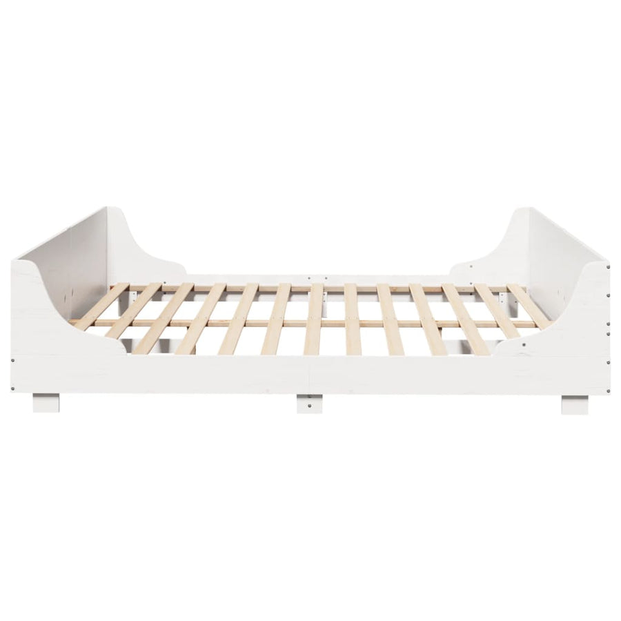 Bedframe met hoofdbord massief grenenhout wit 180x200 cm