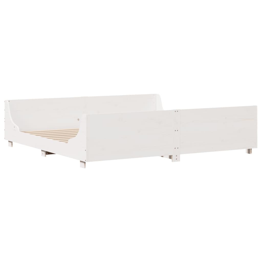 Bedframe met hoofdbord massief grenenhout wit 180x200 cm