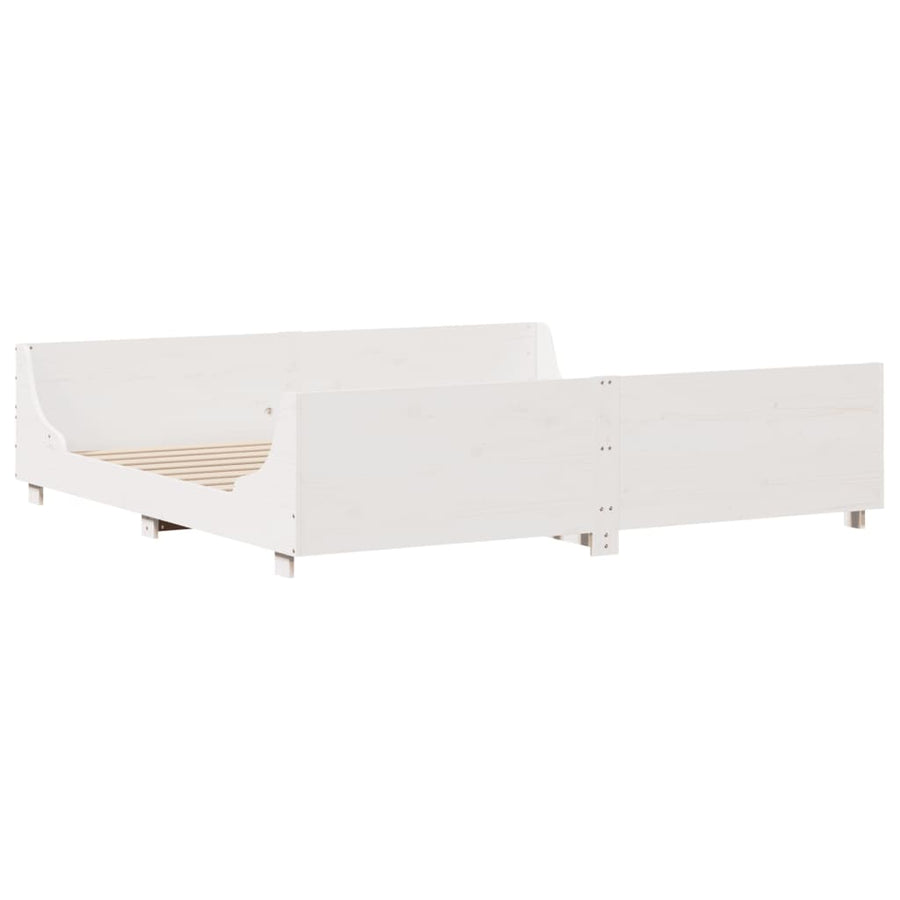 Bedframe met hoofdbord massief grenenhout wit 180x200 cm