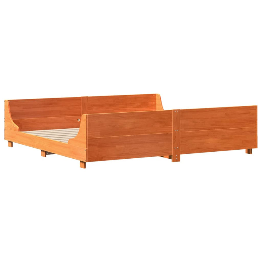 Bedframe zonder matras massief grenenhout wasbruin 180x200 cm