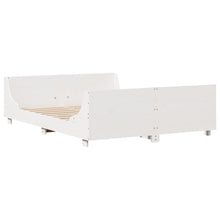 Bedframe met hoofdbord massief grenenhout wit 160x200 cm