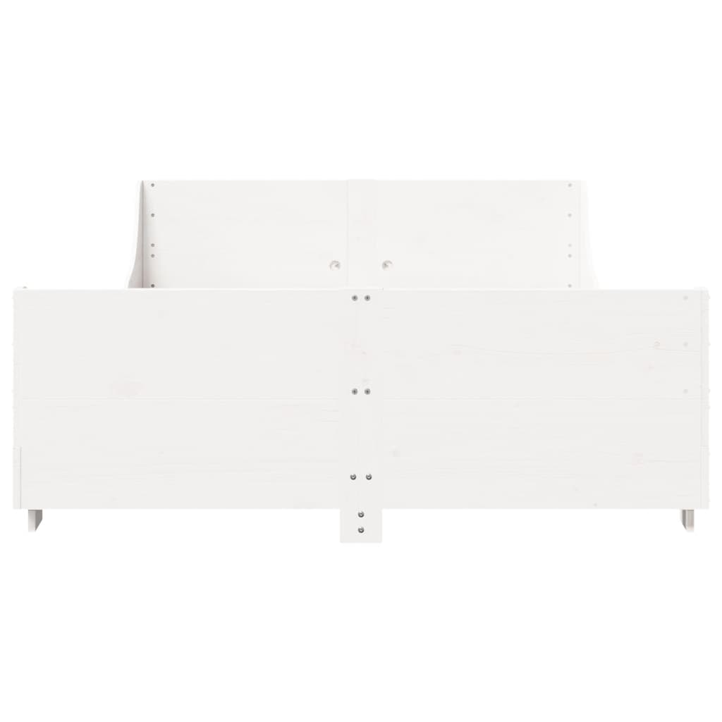 Bedframe met hoofdbord massief grenenhout wit 160x200 cm