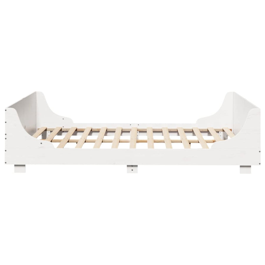 Bedframe met hoofdbord massief grenenhout wit 160x200 cm