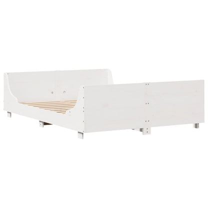 Bedframe met hoofdbord massief grenenhout wit 150x200 cm