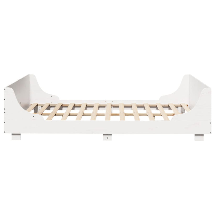 Bedframe met hoofdbord massief grenenhout wit 150x200 cm