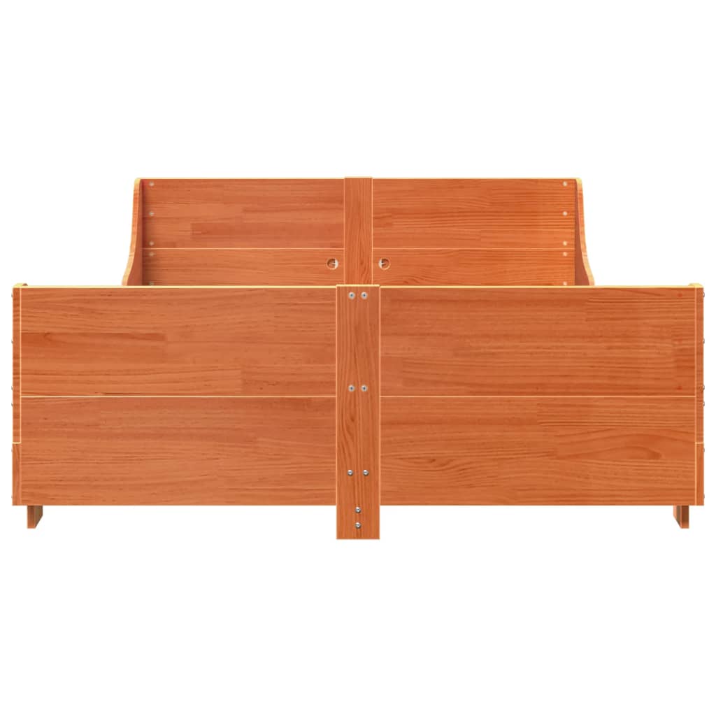 Bedframe zonder matras massief grenenhout wasbruin 150x200 cm