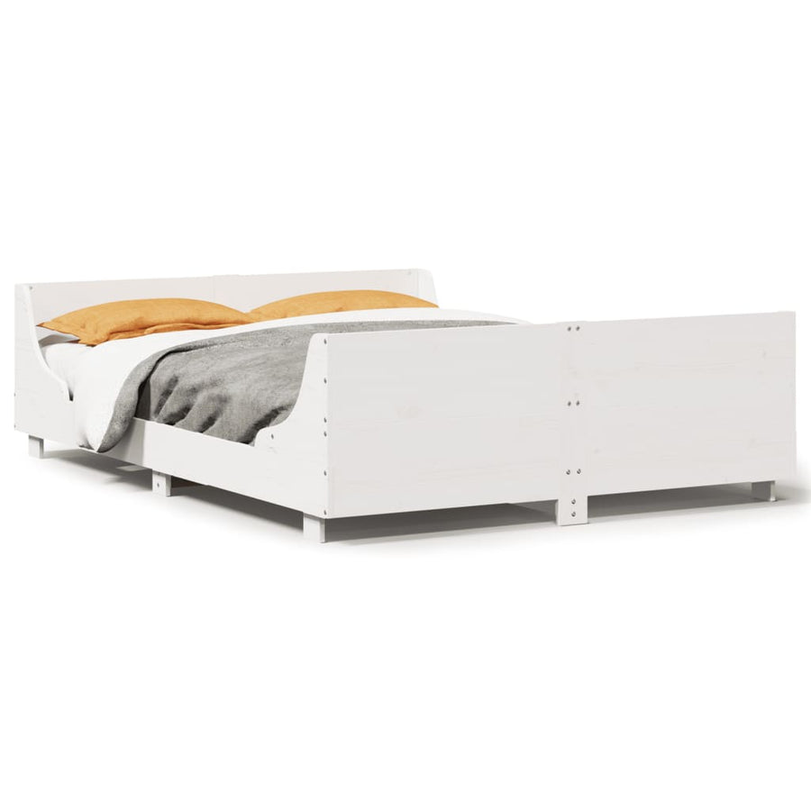 Bedframe zonder matras massief grenenhout wit 140x200 cm
