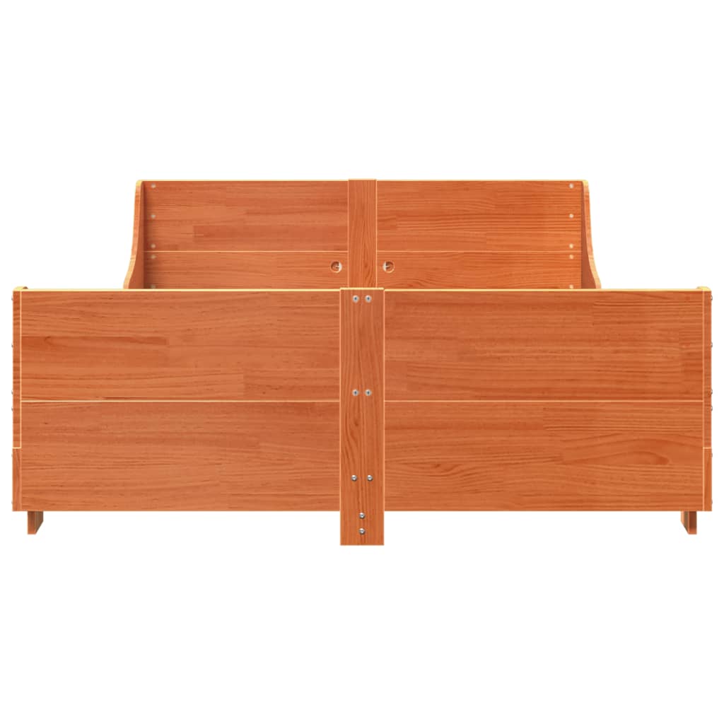 Bedframe zonder matras massief grenenhout wasbruin 140x200 cm