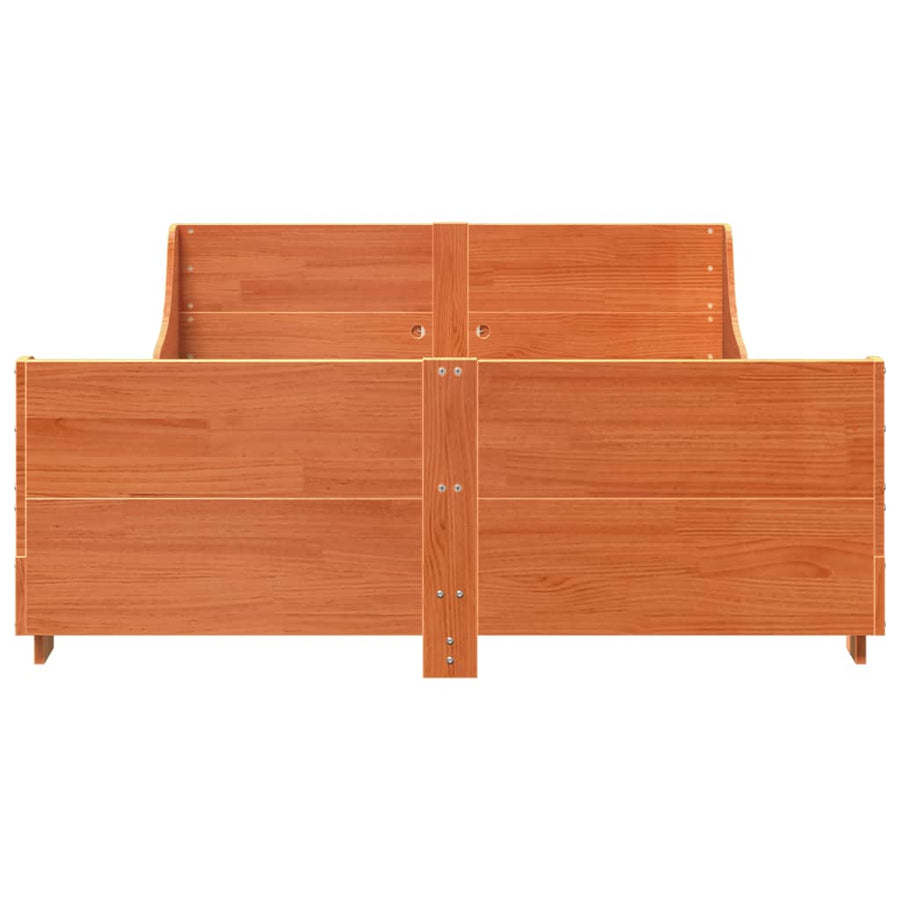 Bedframe zonder matras massief grenenhout wasbruin 140x200 cm