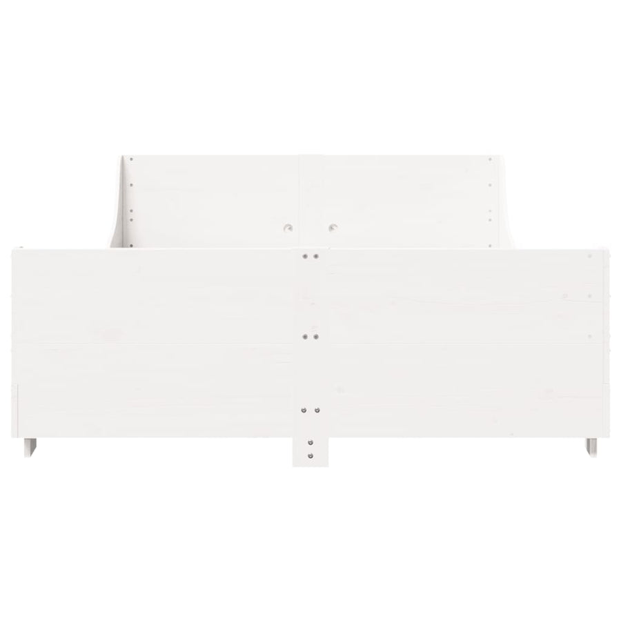 Bedframe zonder matras massief grenenhout wit 140x190 cm