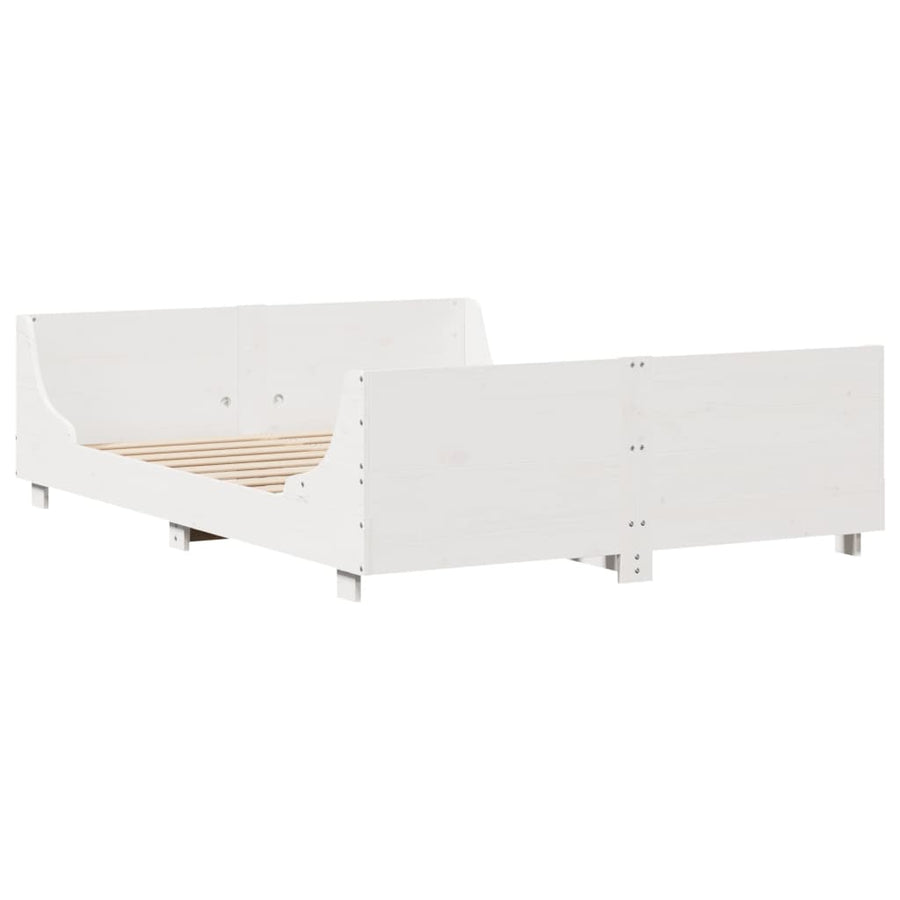 Bedframe zonder matras massief grenenhout wit 140x190 cm