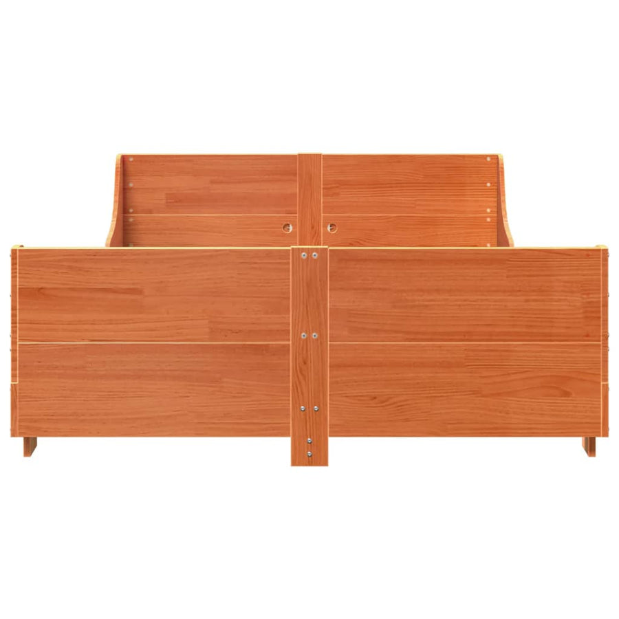 Bed met matras massief grenenhout wasbruin 140x190 cm