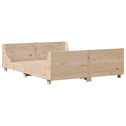 Bedframe met hoofdbord massief grenenhout 135x190 cm