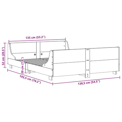 Bedframe met hoofdbord massief grenenhout 135x190 cm