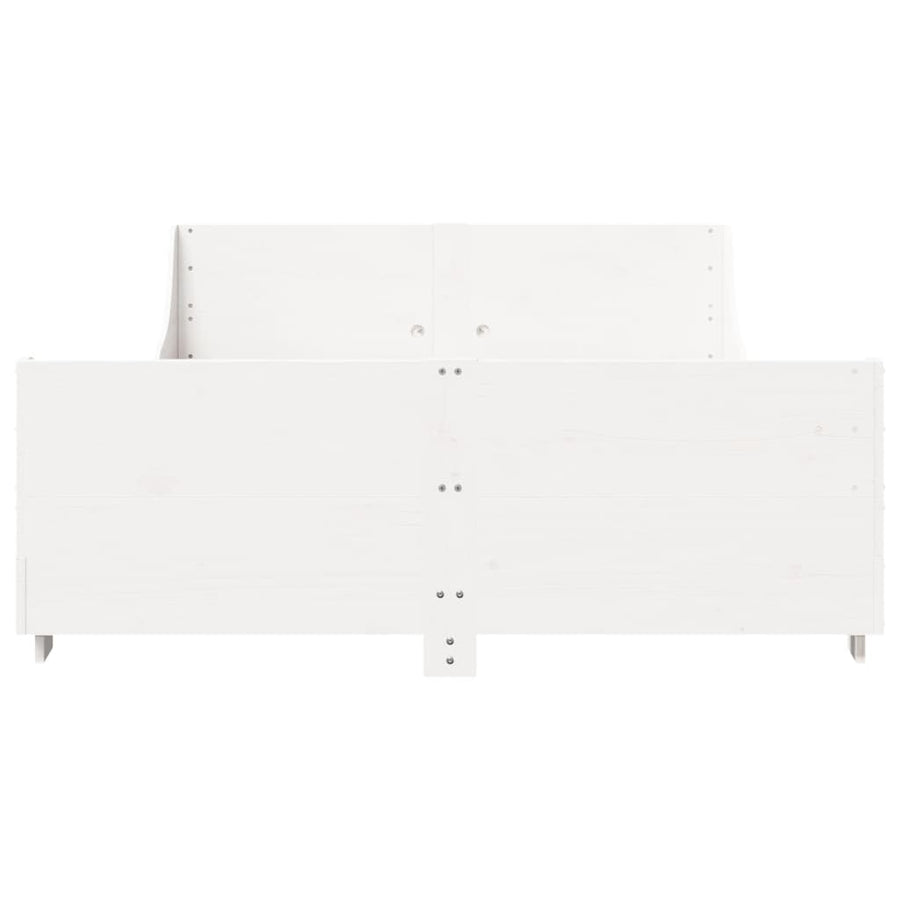 Bedframe met hoofdbord massief grenenhout wit 135x190 cm