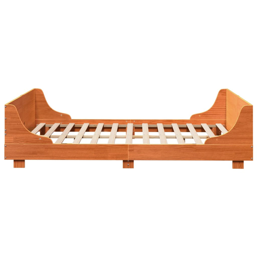 Bedframe zonder matras massief grenenhout wasbruin 135x190 cm
