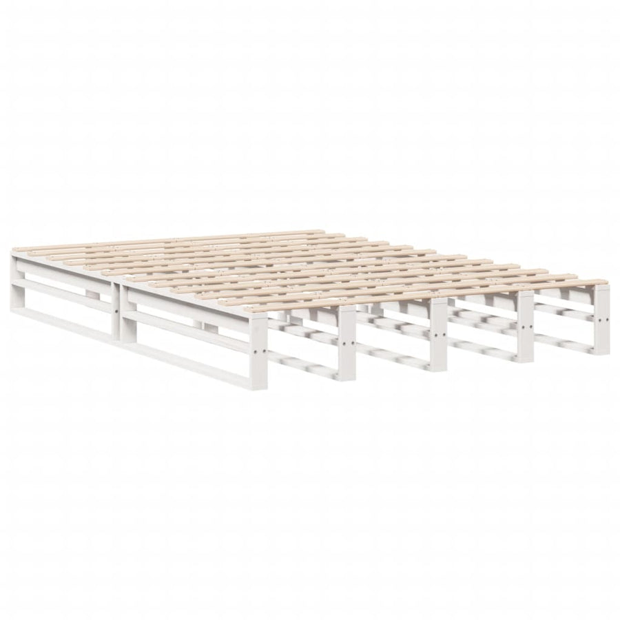 Bedframe zonder matras massief grenenhout wit 120x200 cm