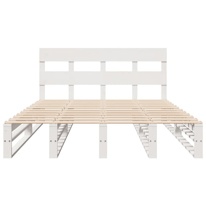 Bedframe zonder matras massief grenenhout wit 120x200 cm