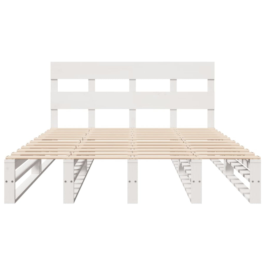 Bedframe zonder matras massief grenenhout wit 120x200 cm