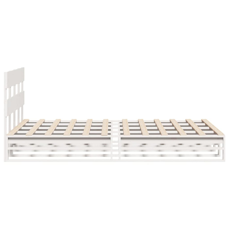 Bedframe zonder matras massief grenenhout wit 120x200 cm