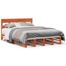 Bedframe zonder matras massief grenenhout wasbruin 120x200 cm