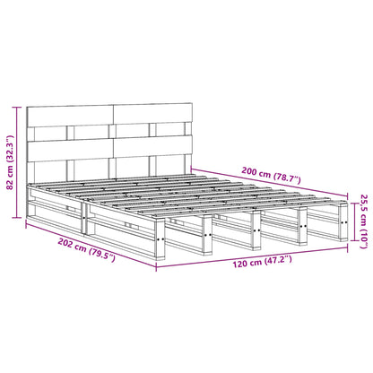 Bedframe zonder matras massief grenenhout wasbruin 120x200 cm