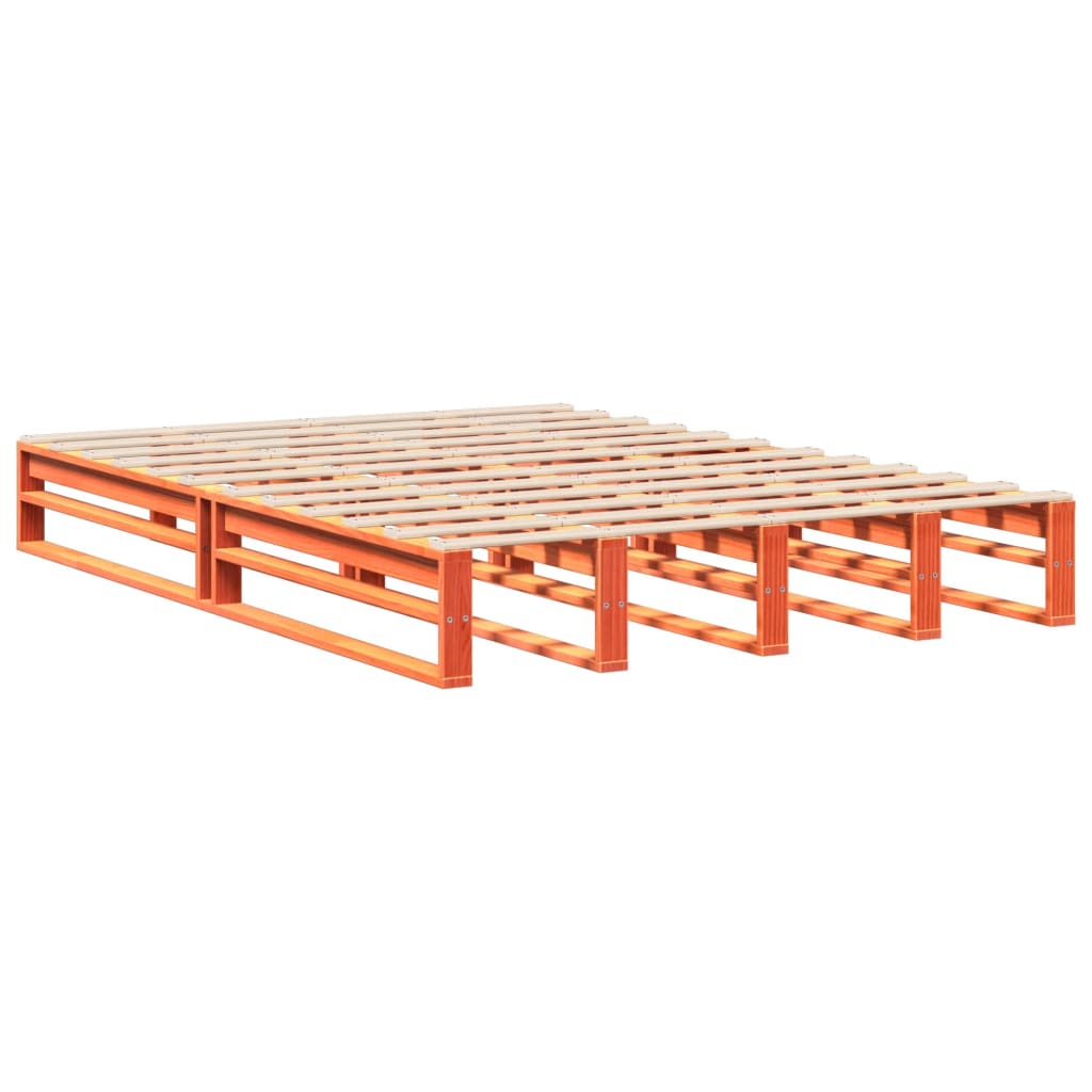 Bedframe zonder matras massief grenenhout wasbruin 120x200 cm