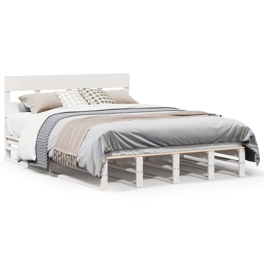 Bedframe zonder matras massief grenenhout wit 140x200 cm