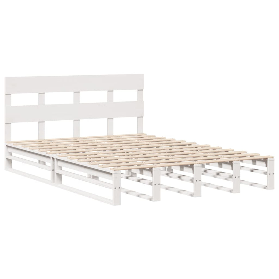 Bedframe zonder matras massief grenenhout wit 140x200 cm