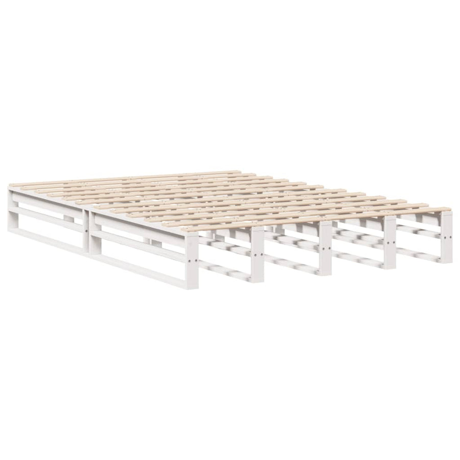 Bedframe zonder matras massief grenenhout wit 140x200 cm