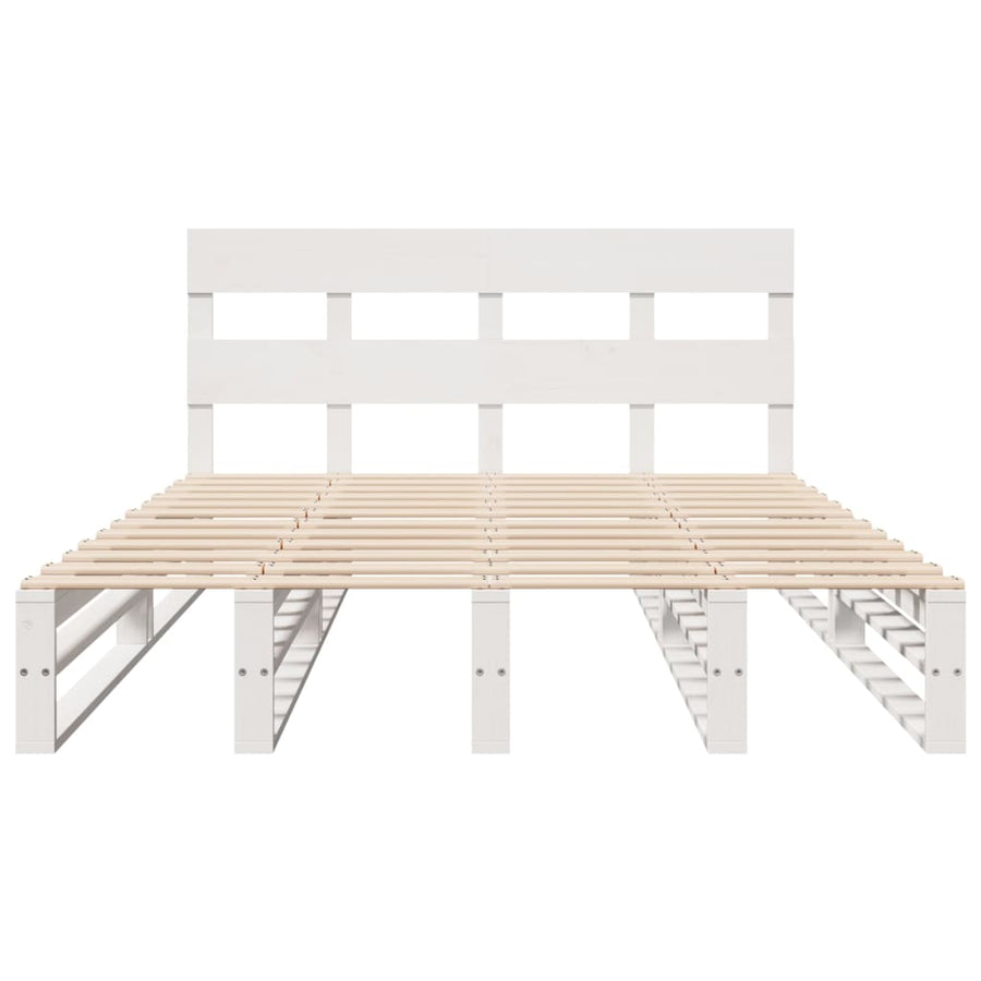 Bedframe zonder matras massief grenenhout wit 140x200 cm
